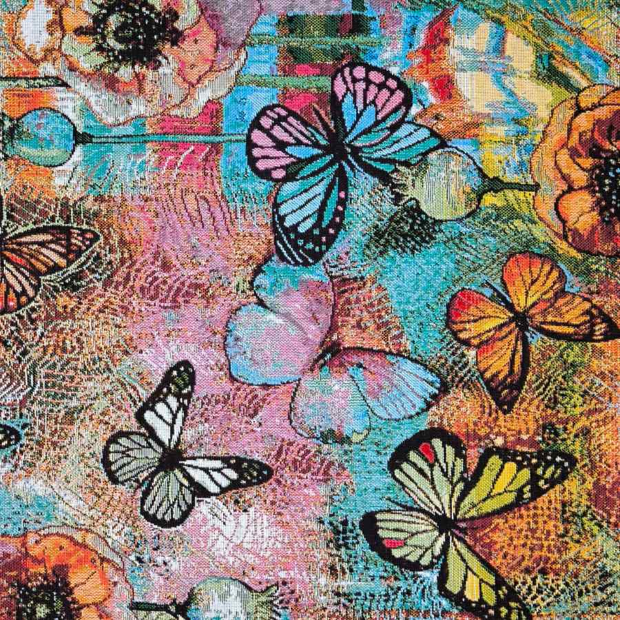 Tela a metros aquamarina mariposas multicolor y fondo azul 2